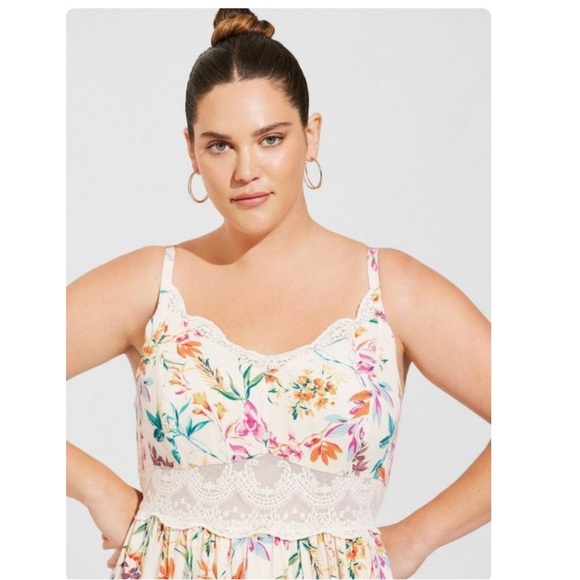 TORRID NWT Maxi Washable Gauze Lace Inset Dress - Picture 4 of 6